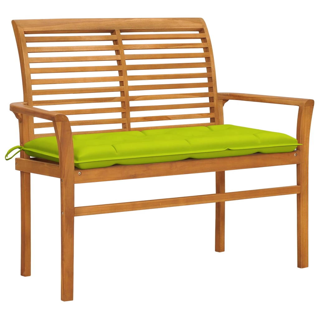 vidaXL Outdoor Patio Bench Garden Bench with Cushion for Porch Solid Wood Teak-4