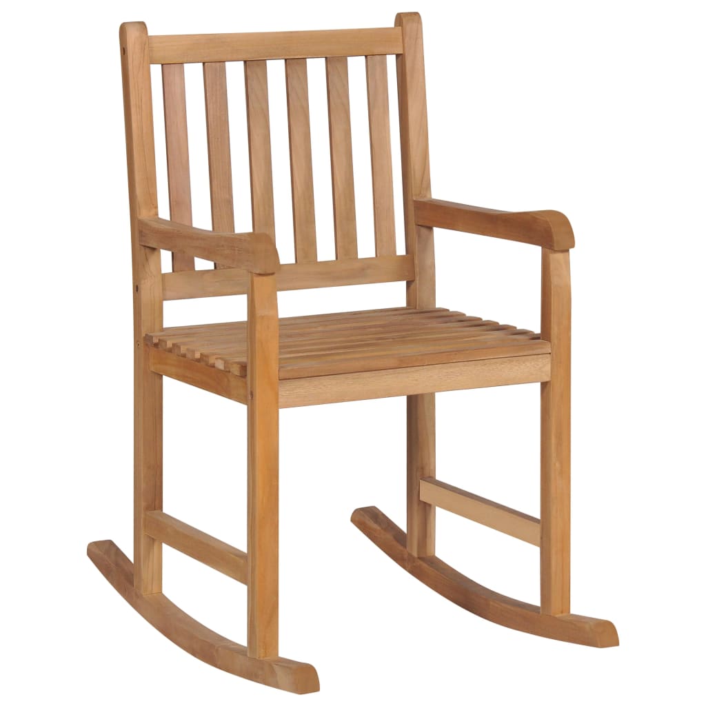 vidaXL Rocking Chair with Anthracite Cushion Solid Teak Wood-45