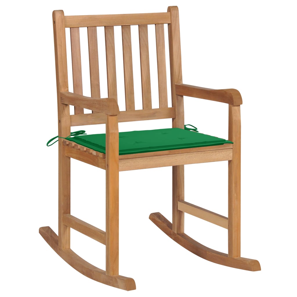 vidaXL Rocking Chair with Anthracite Cushion Solid Teak Wood-10