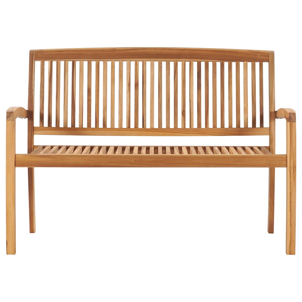 vidaXL Outdoor Patio Bench Stacking Patio Bench with Cushion Solid Wood Teak-21