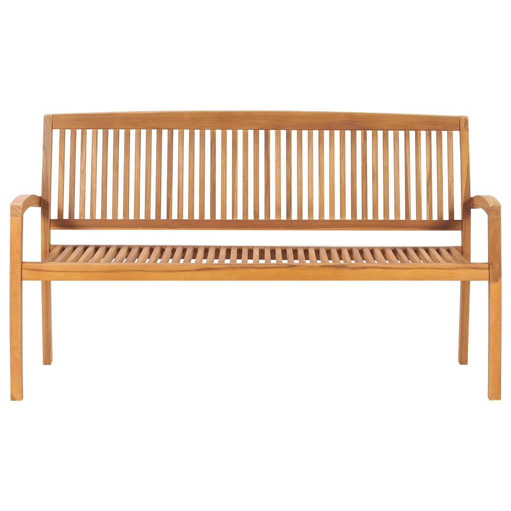 vidaXL Outdoor Patio Bench Stacking Patio Bench with Cushion Solid Wood Teak-54