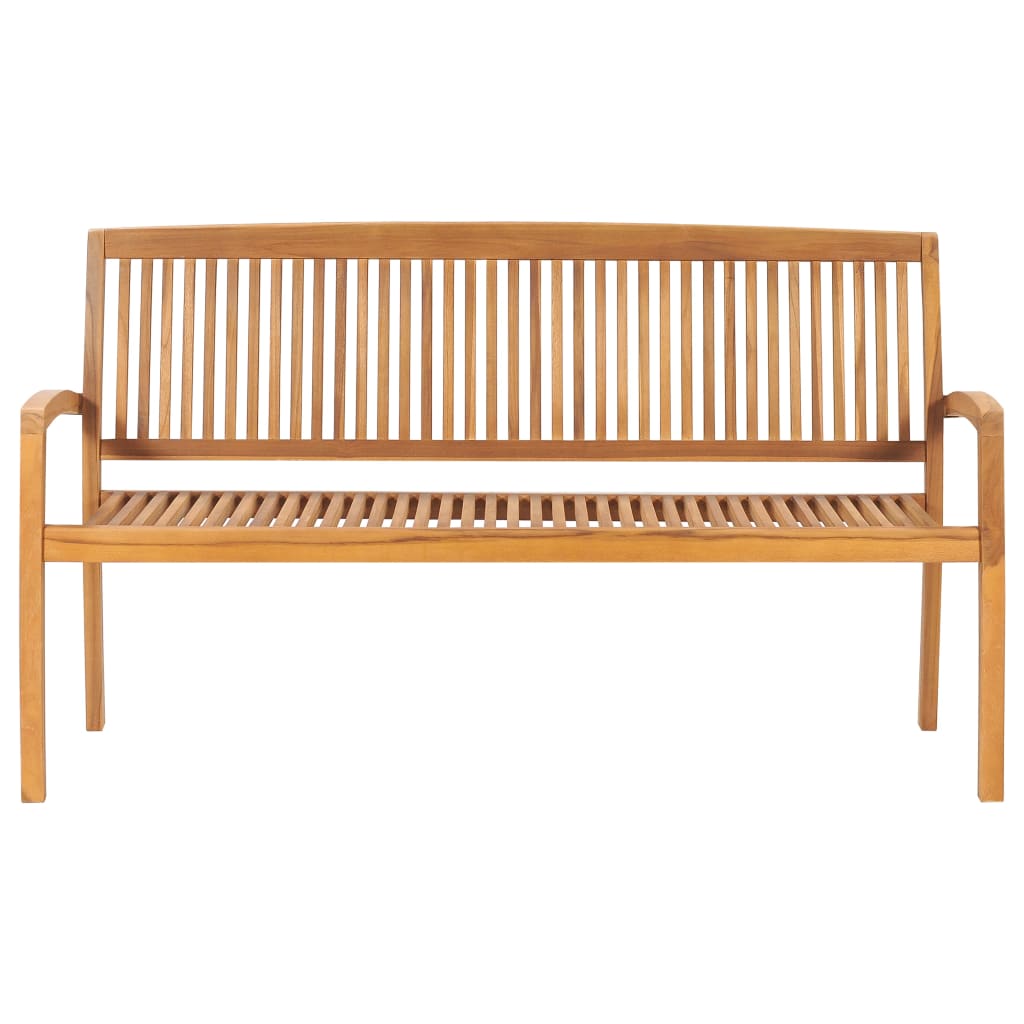 vidaXL Outdoor Patio Bench Stacking Patio Bench with Cushion Solid Wood Teak-32