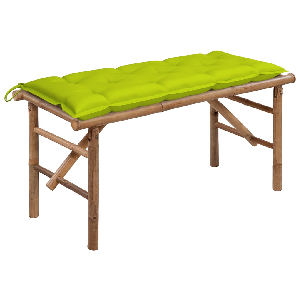 vidaXL Folding Garden Bench with Multi Color Cushion Bamboo Lounge Seating-0