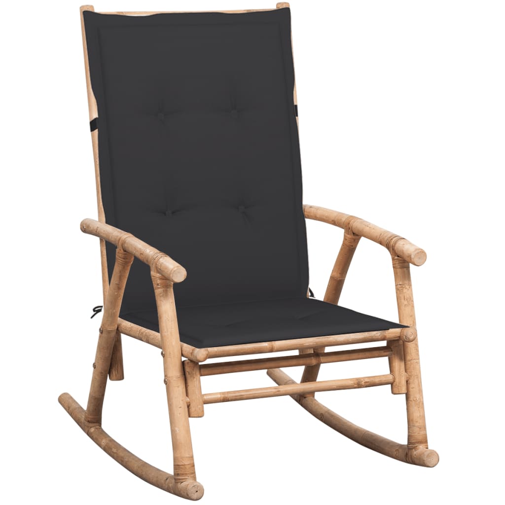 vidaXL Rocking Chair with Cushion Bamboo-0