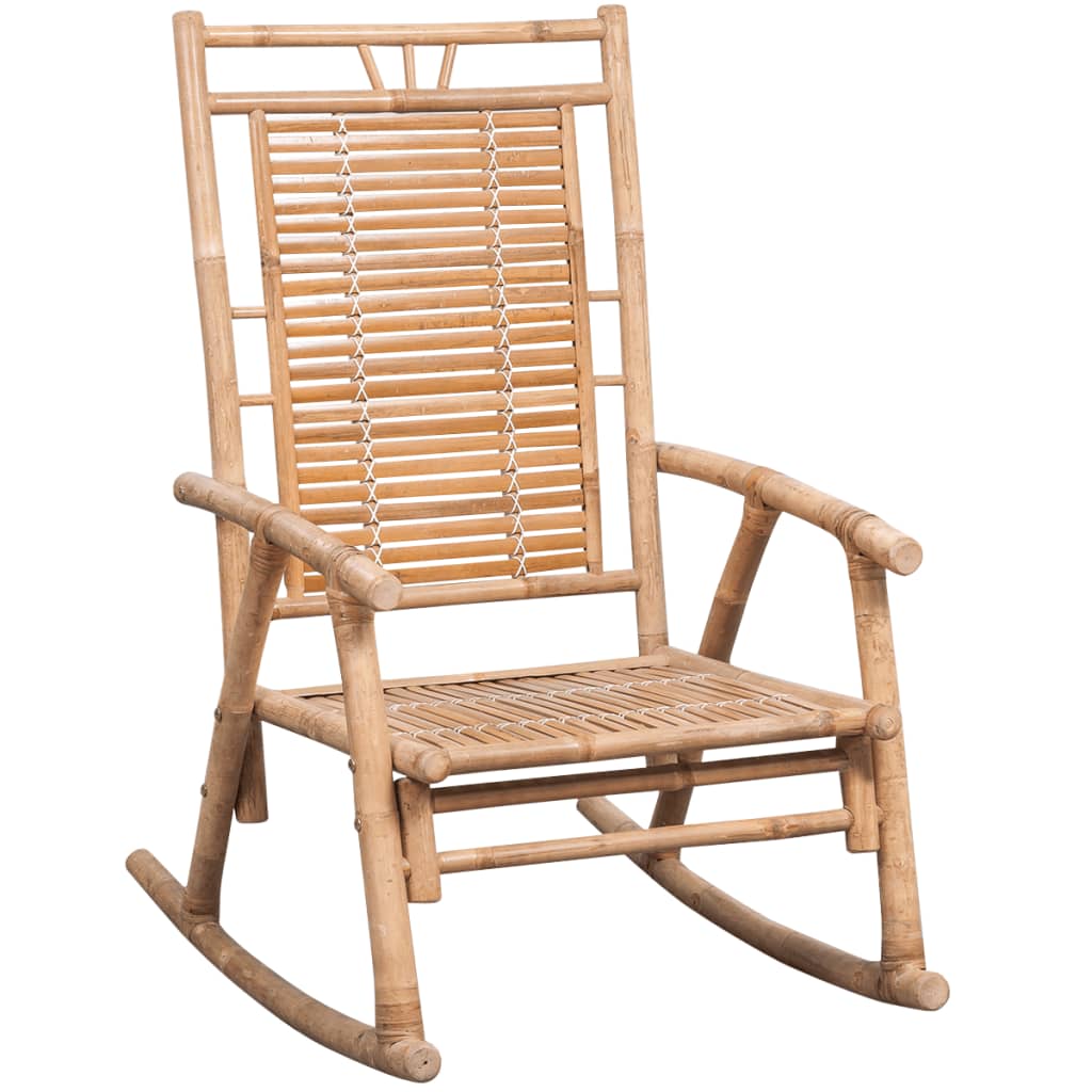 vidaXL Rocking Chair with Cushion Bamboo-1