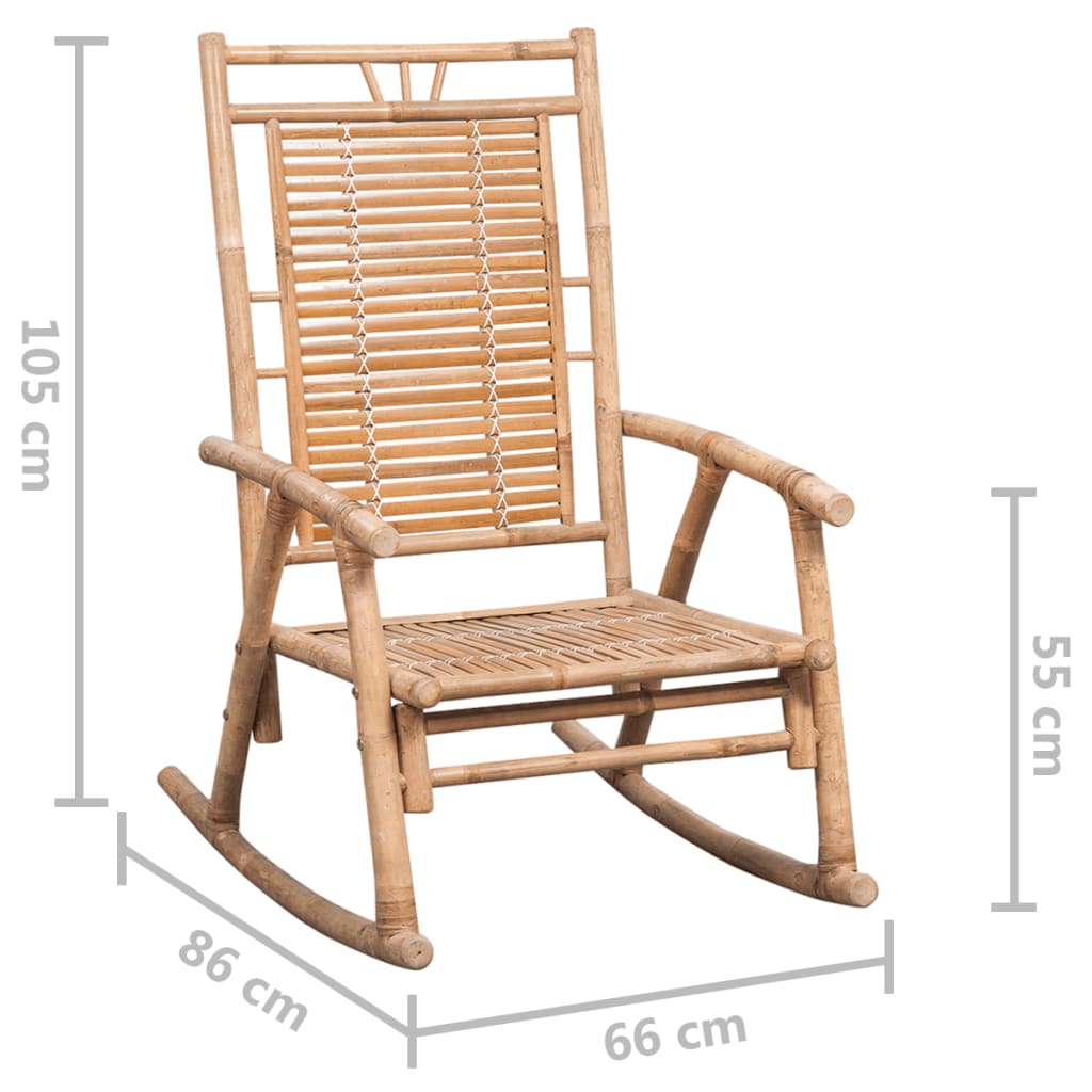 vidaXL Rocking Chair with Cushion Bamboo-7