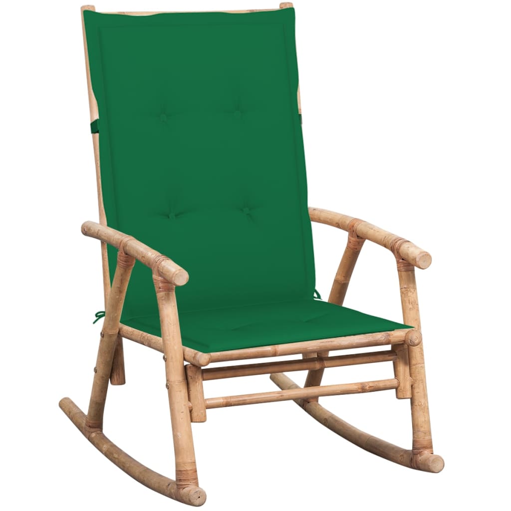 vidaXL Rocking Chair with cushion Bamboo-0