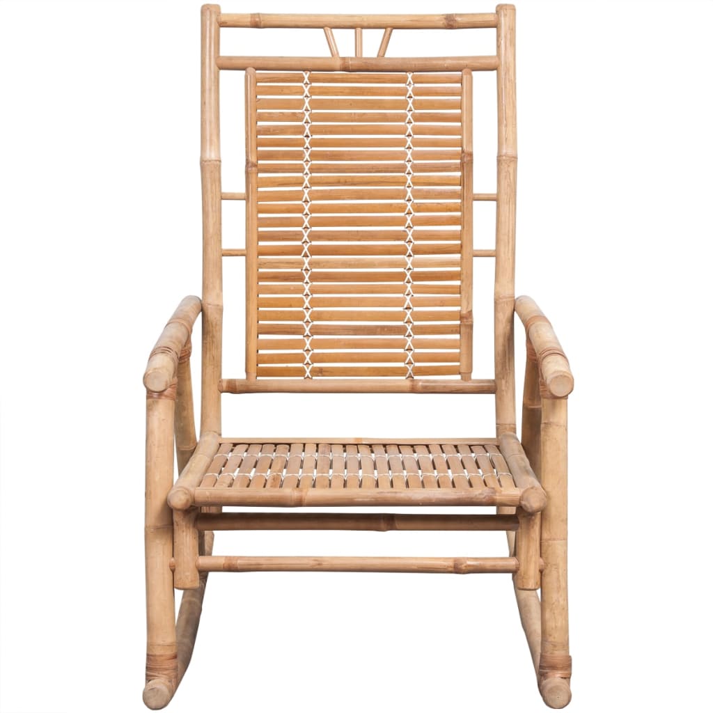 vidaXL Rocking Chair with cushion Bamboo-1