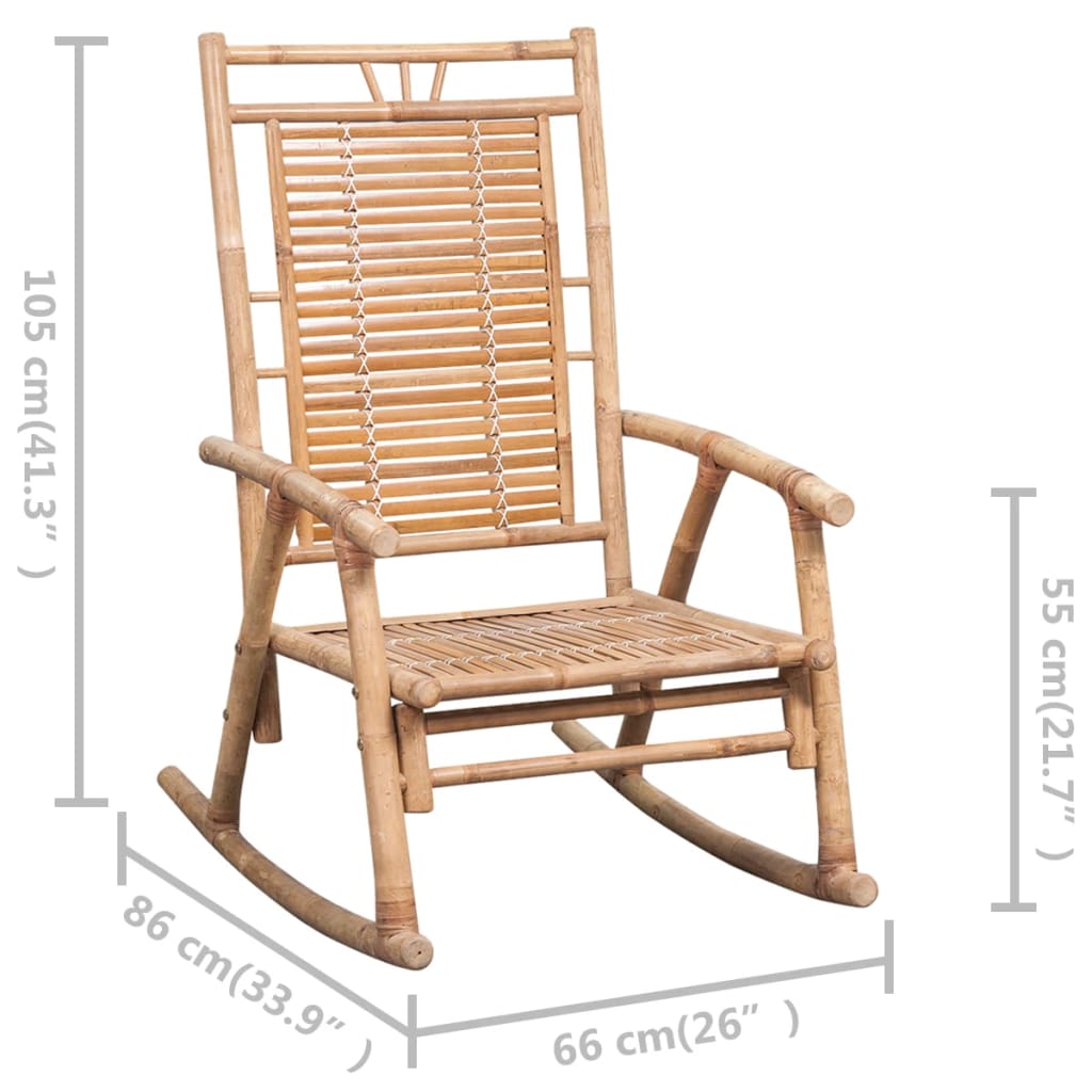 vidaXL Rocking Chair with cushion Bamboo-6