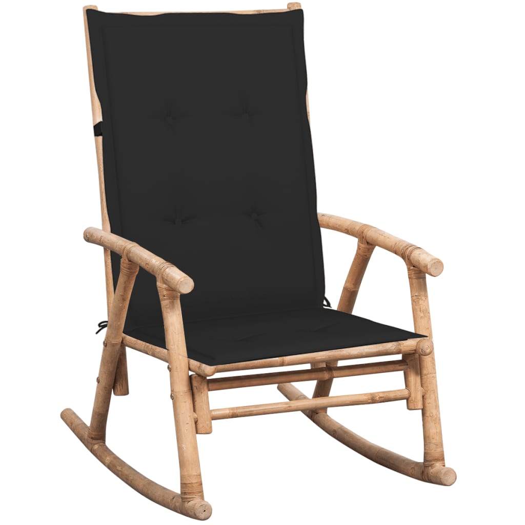 vidaXL Rocking Chair with Cushion Patio Sun Lounger Seating Furniture Bamboo-0