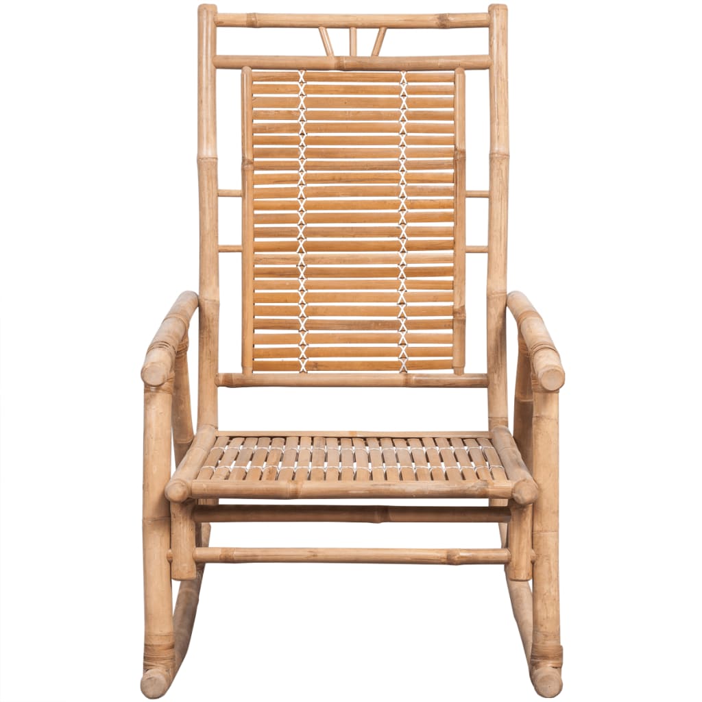 vidaXL Rocking Chair with Cushion Bamboo-2