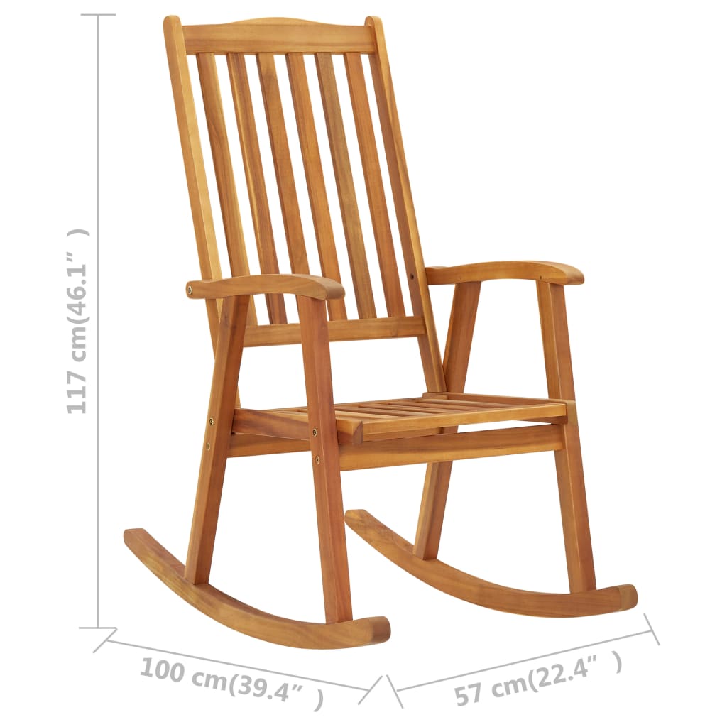 vidaXL Rocking Chair Outdoor Rocking Chair with Cushions Solid Wood Acacia-2