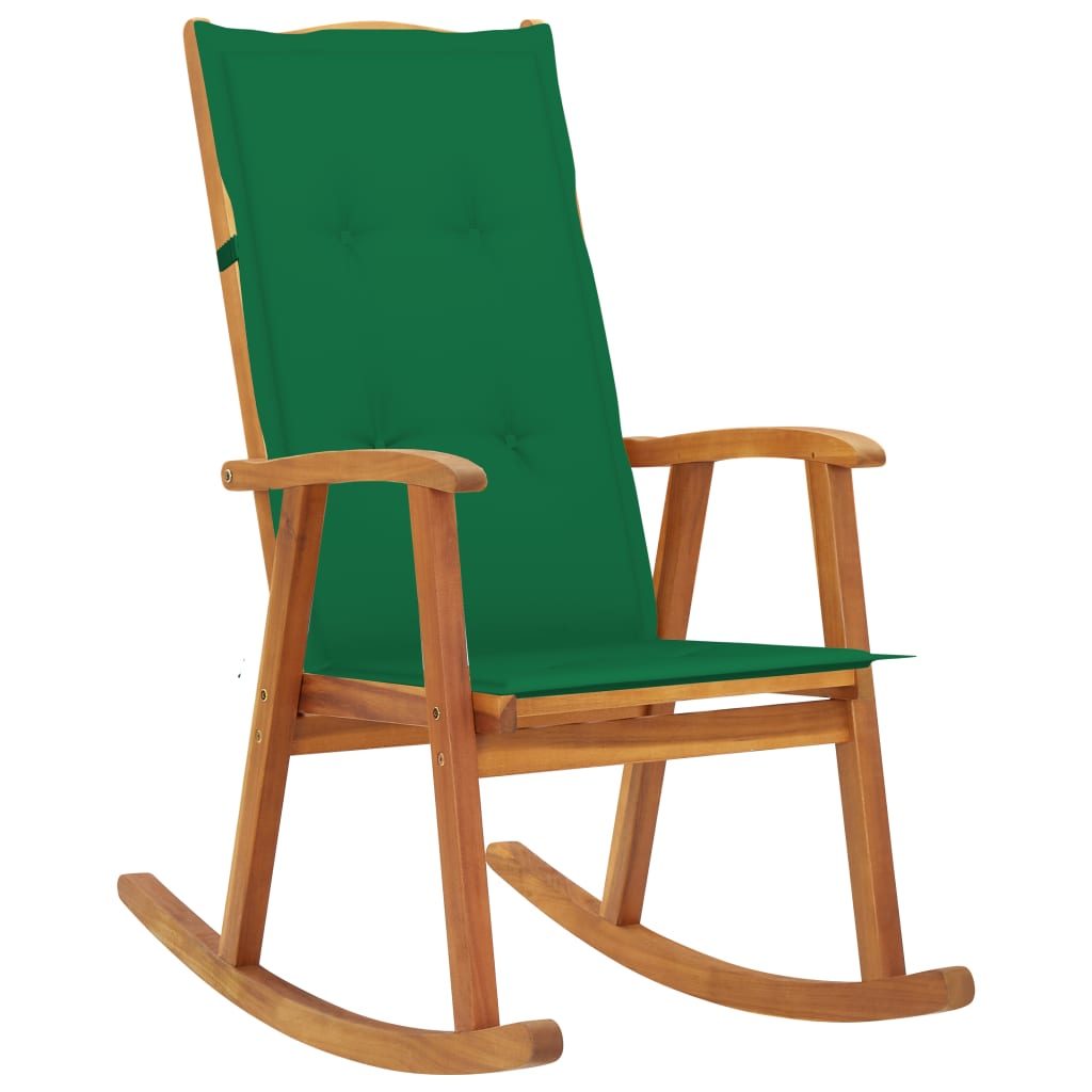 vidaXL Rocking Chair with Cushions Solid Acacia Wood-0