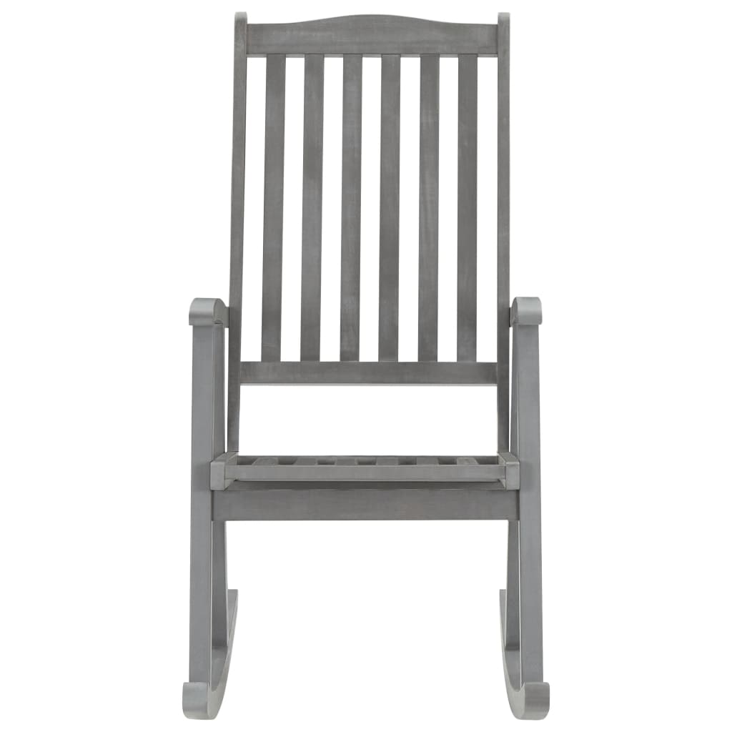 vidaXL Rocking Chair with Cushions Gray Solid Acacia Wood-2
