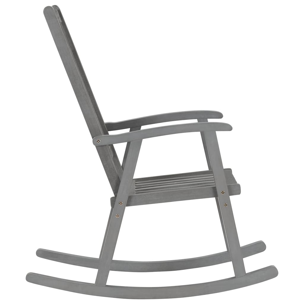 vidaXL Rocking Chair with Cushions Gray Solid Acacia Wood-3
