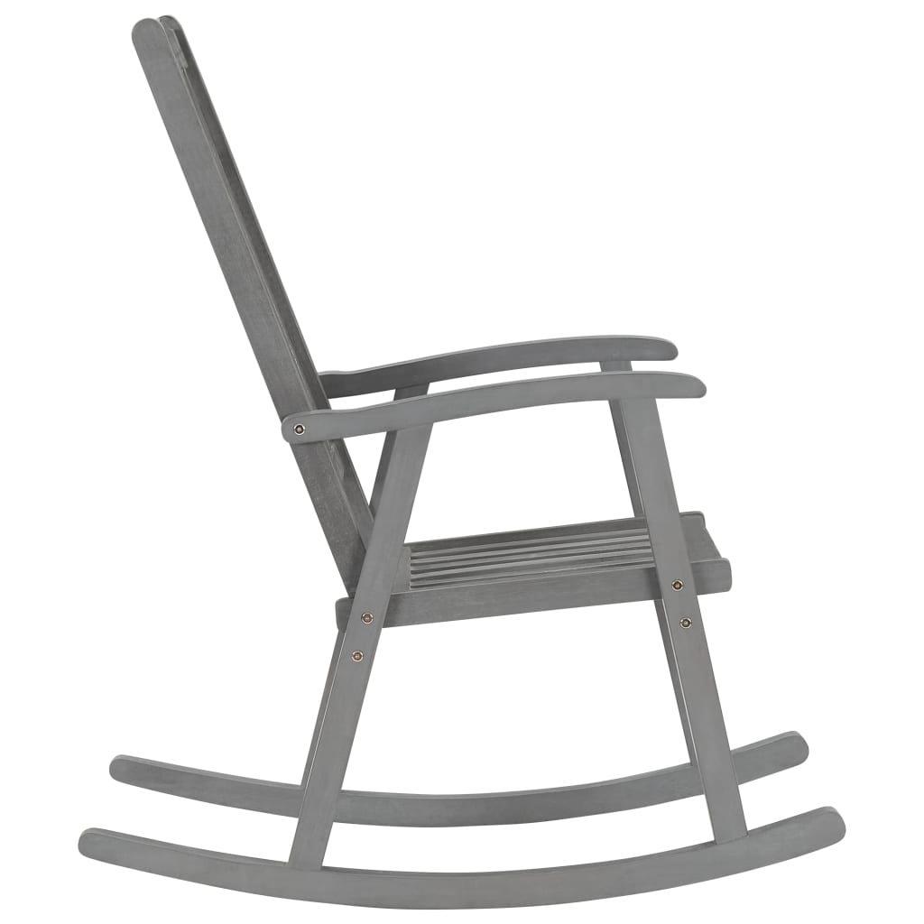 vidaXL Rocking Chair with Cushions Gray Solid Acacia Wood-2