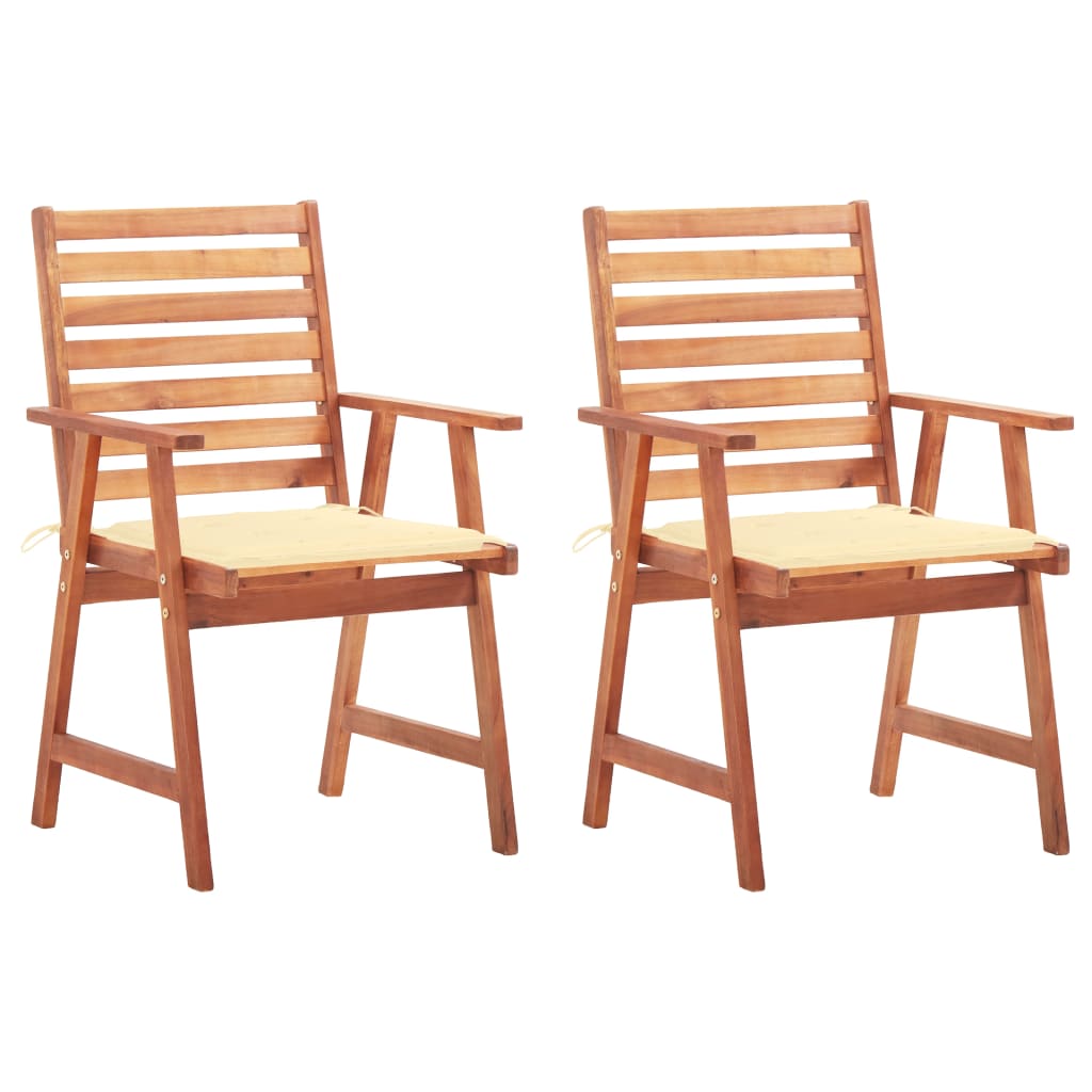 vidaXL Patio Dining Chairs Outdoor Patio Chair with Cushions Solid Wood Acacia-8