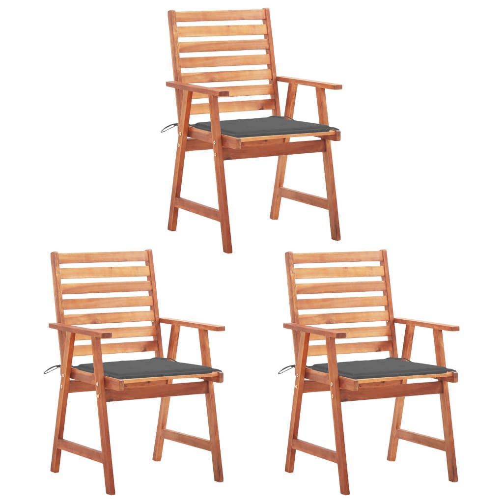 vidaXL Patio Dining Chairs Outdoor Patio Chair with Cushions Solid Wood Acacia-33