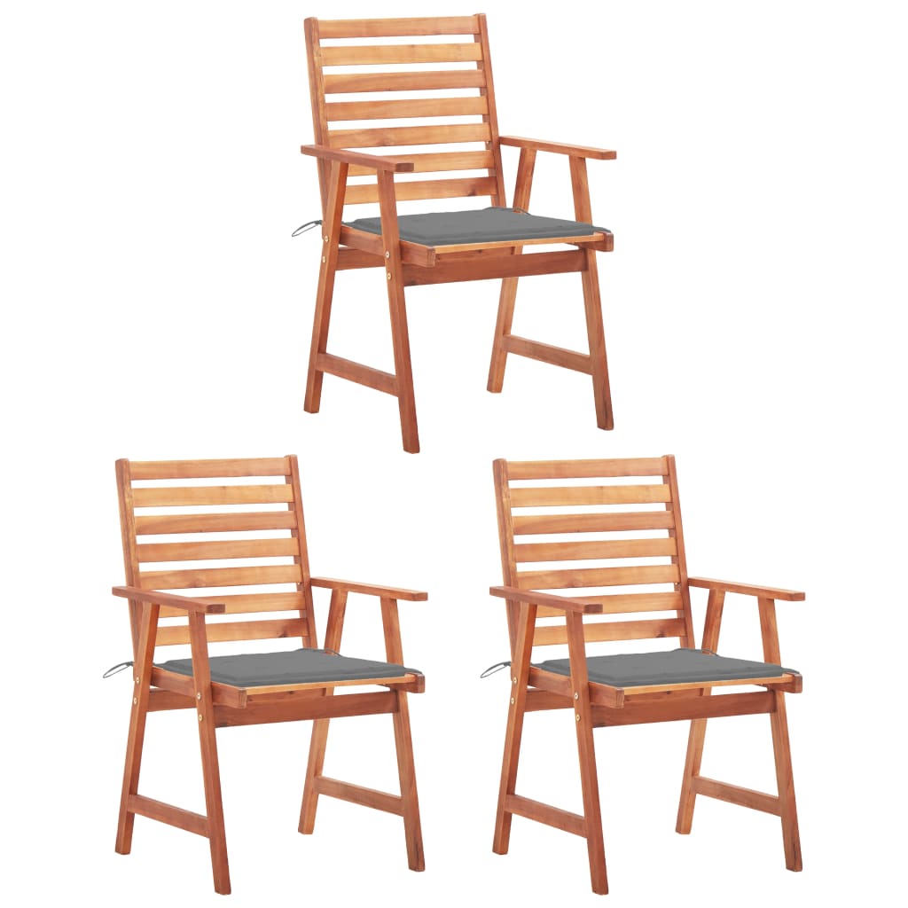 vidaXL Patio Dining Chairs Outdoor Patio Chair with Cushions Solid Wood Acacia-11