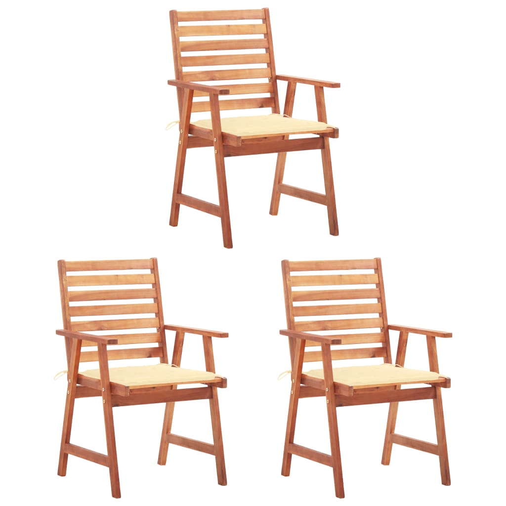 vidaXL Patio Dining Chairs Outdoor Patio Chair with Cushions Solid Wood Acacia-1