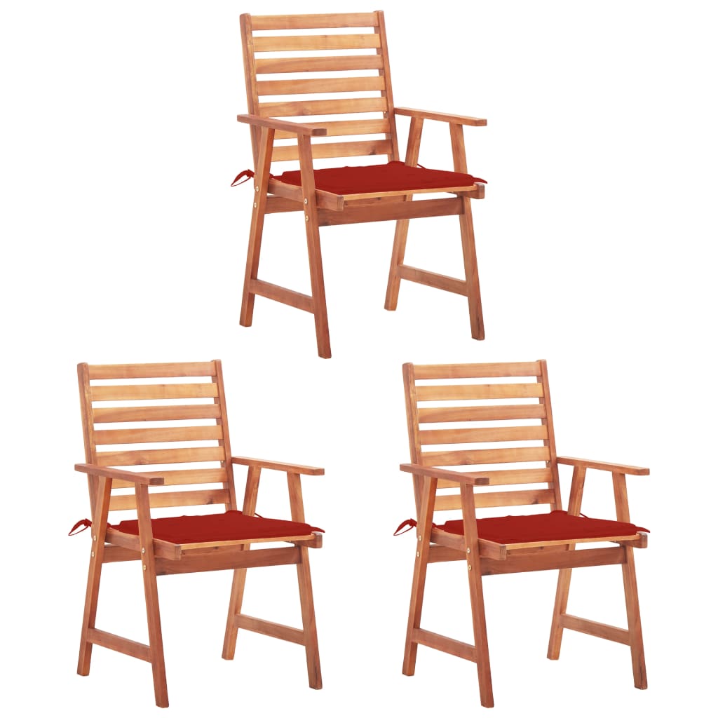 vidaXL Patio Dining Chairs Outdoor Patio Chair with Cushions Solid Wood Acacia-27