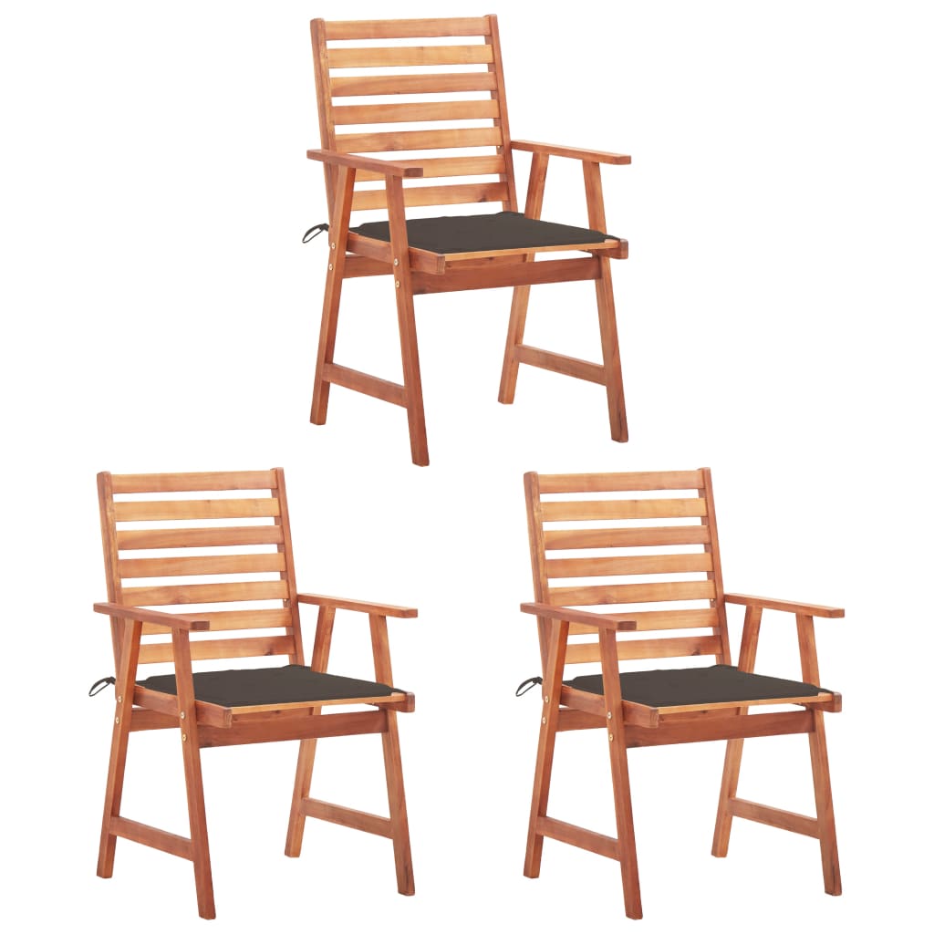 vidaXL Patio Dining Chairs Outdoor Patio Chair with Cushions Solid Wood Acacia-18