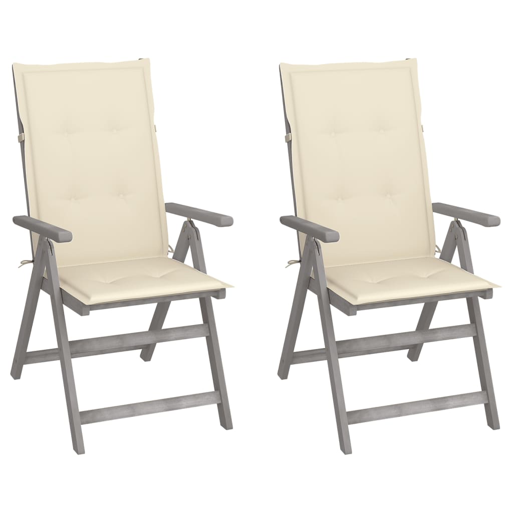 vidaXL Outdoor Recliner Chairs Patio Chair with Cushions Solid Wood Acacia-19