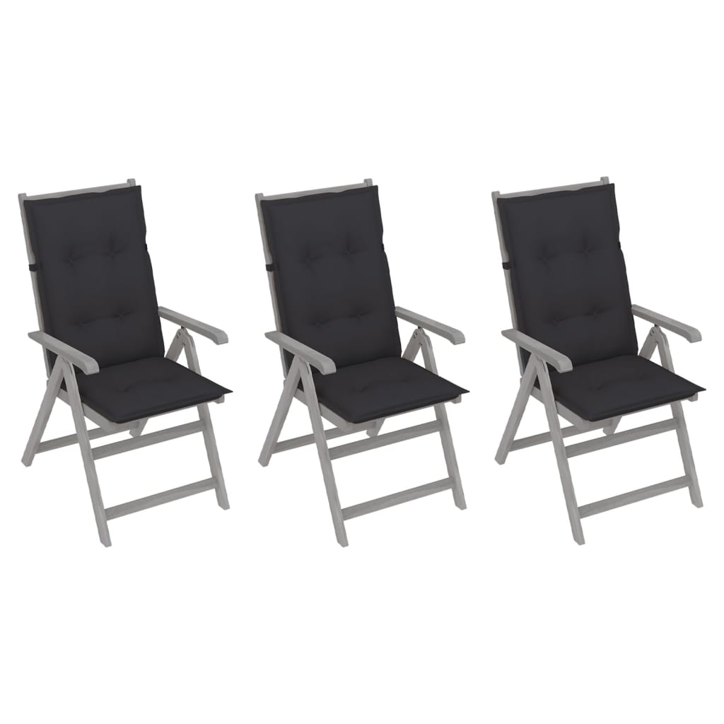 vidaXL Outdoor Recliner Chairs Patio Chair with Cushions Solid Wood Acacia-72