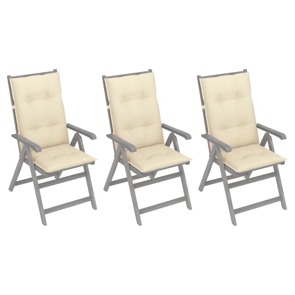 vidaXL Outdoor Recliner Chairs Patio Chair with Cushions Solid Wood Acacia-30