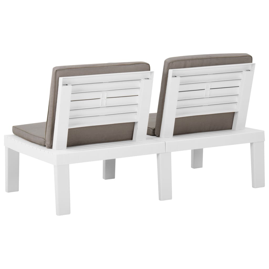 vidaXL Patio Garden Bench Loveseat Outdoor 2-Seater Bench with Cushion Plastic-14