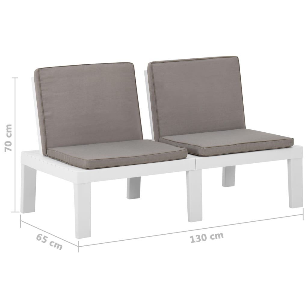vidaXL Patio Garden Bench Loveseat Outdoor 2-Seater Bench with Cushion Plastic-2
