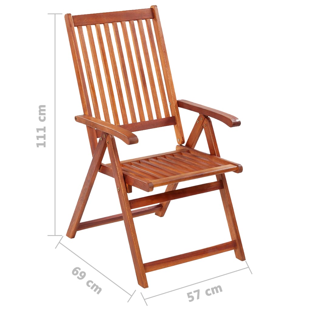 vidaXL Patio Folding Chairs Camping Garden Lawn Chair Solid Wood Acacia Brown-11