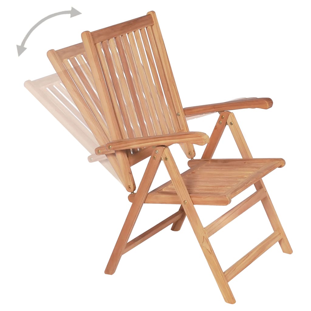 vidaXL Outdoor Recliner Chairs Patio Reclining Lounge Chair Solid Wood Teak-3