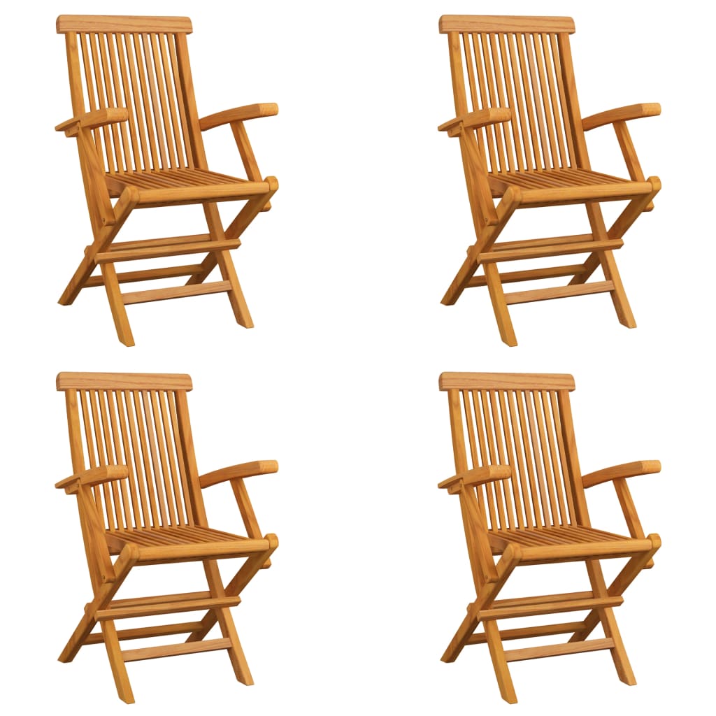 vidaXL Patio Chairs Outdoor Bistro Folding Chair with Armrest Solid Wood Teak-3