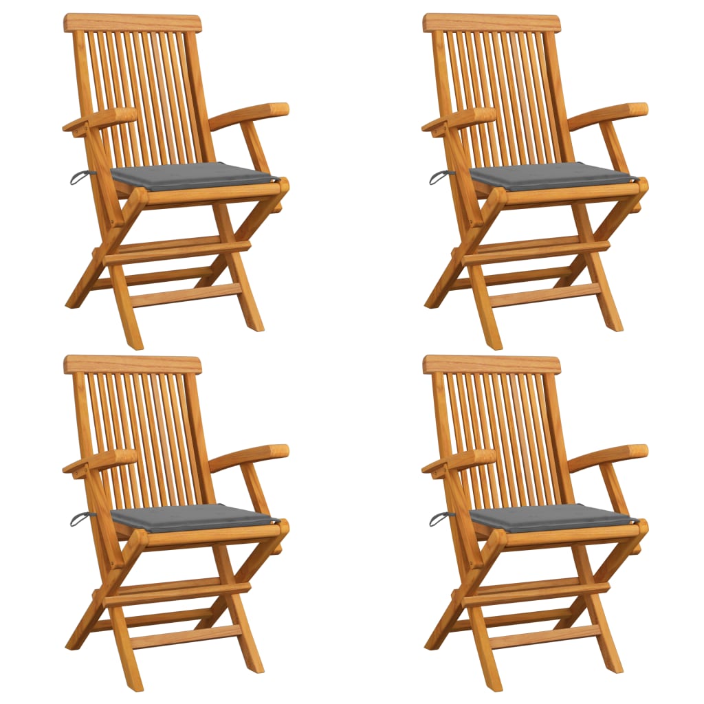 vidaXL Patio Chairs Outdoor Bistro Folding Chair with Cushions Solid Wood Teak-13