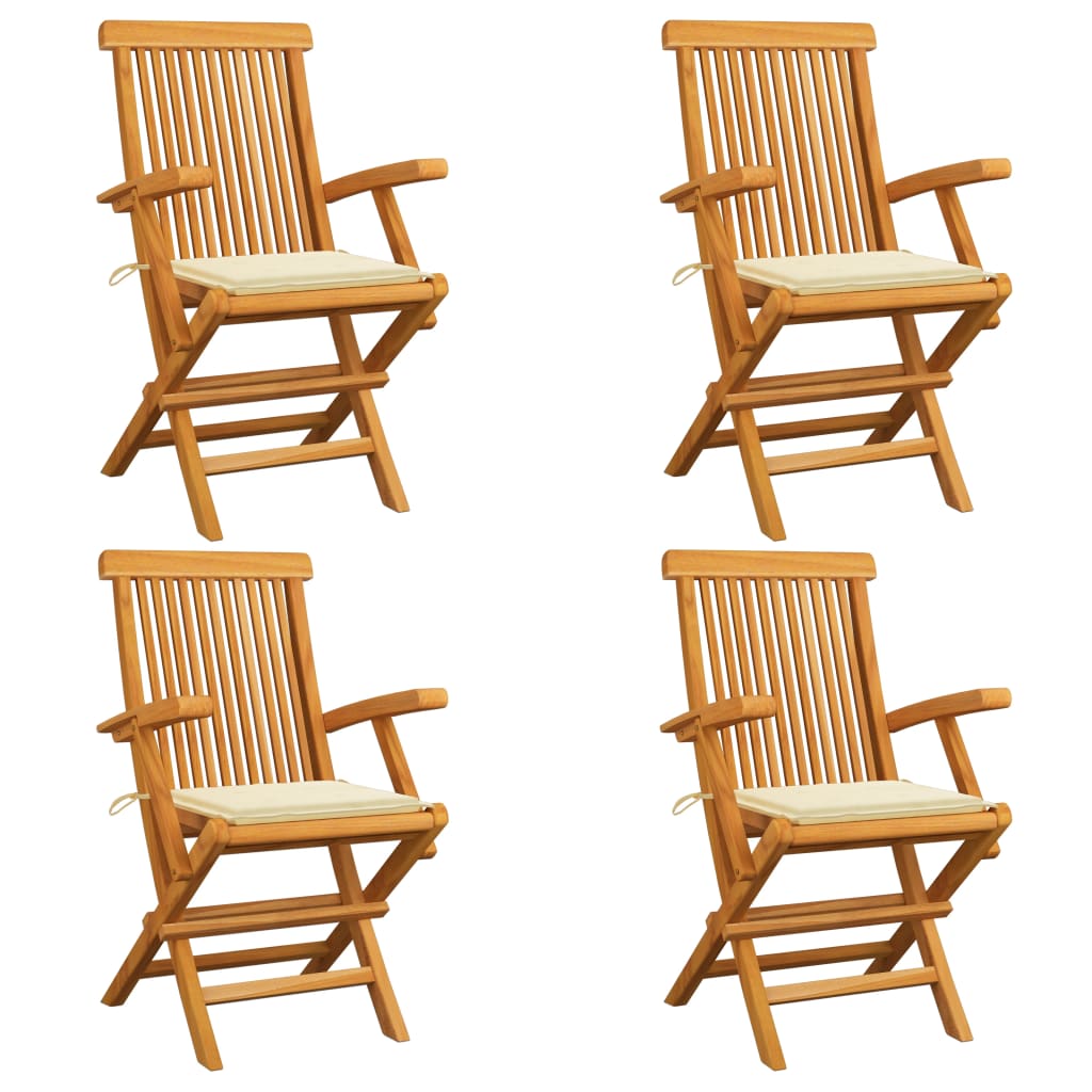 vidaXL Patio Chairs Outdoor Bistro Folding Chair with Cushions Solid Wood Teak-7