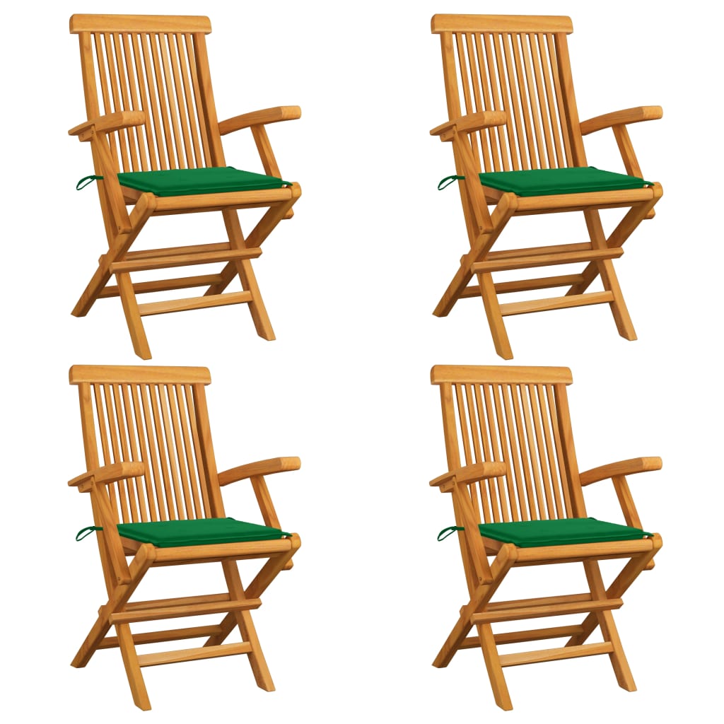 vidaXL Patio Chairs Outdoor Bistro Folding Chair with Cushions Solid Wood Teak-6