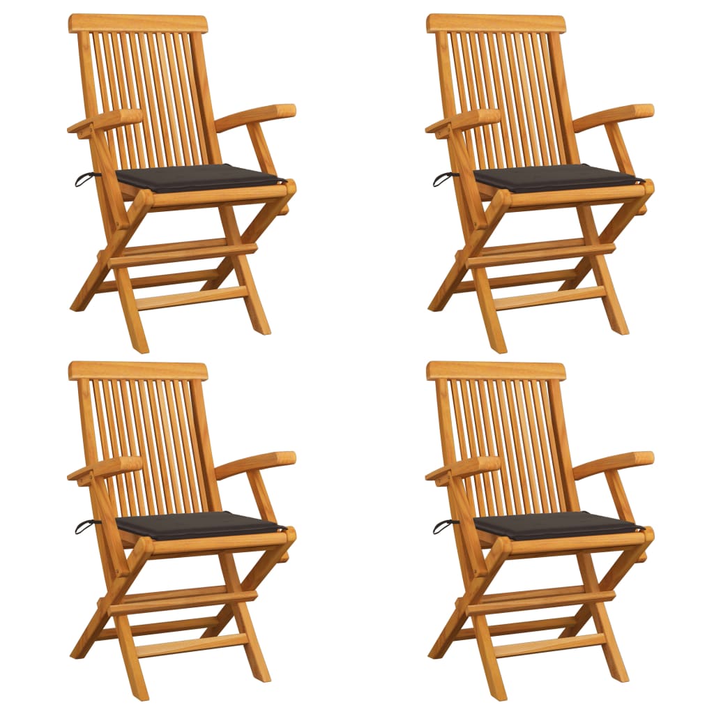 vidaXL Patio Chairs Outdoor Bistro Folding Chair with Cushions Solid Wood Teak-0