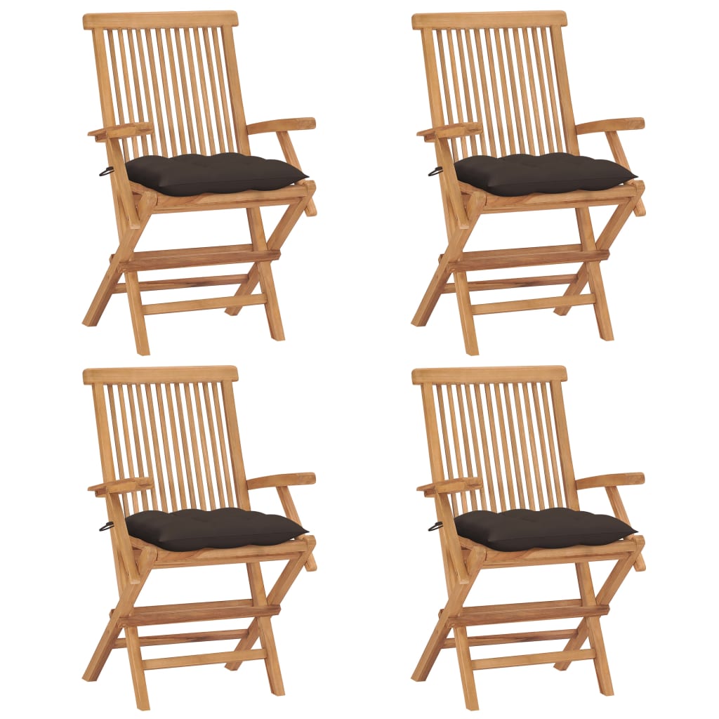 vidaXL Patio Chairs Outdoor Bistro Folding Chair with Cushions Solid Wood Teak-70