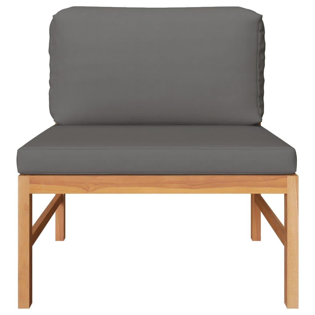 vidaXL 3 Piece Patio Lounge Set with Dark Gray Cushions Teak Wood-1