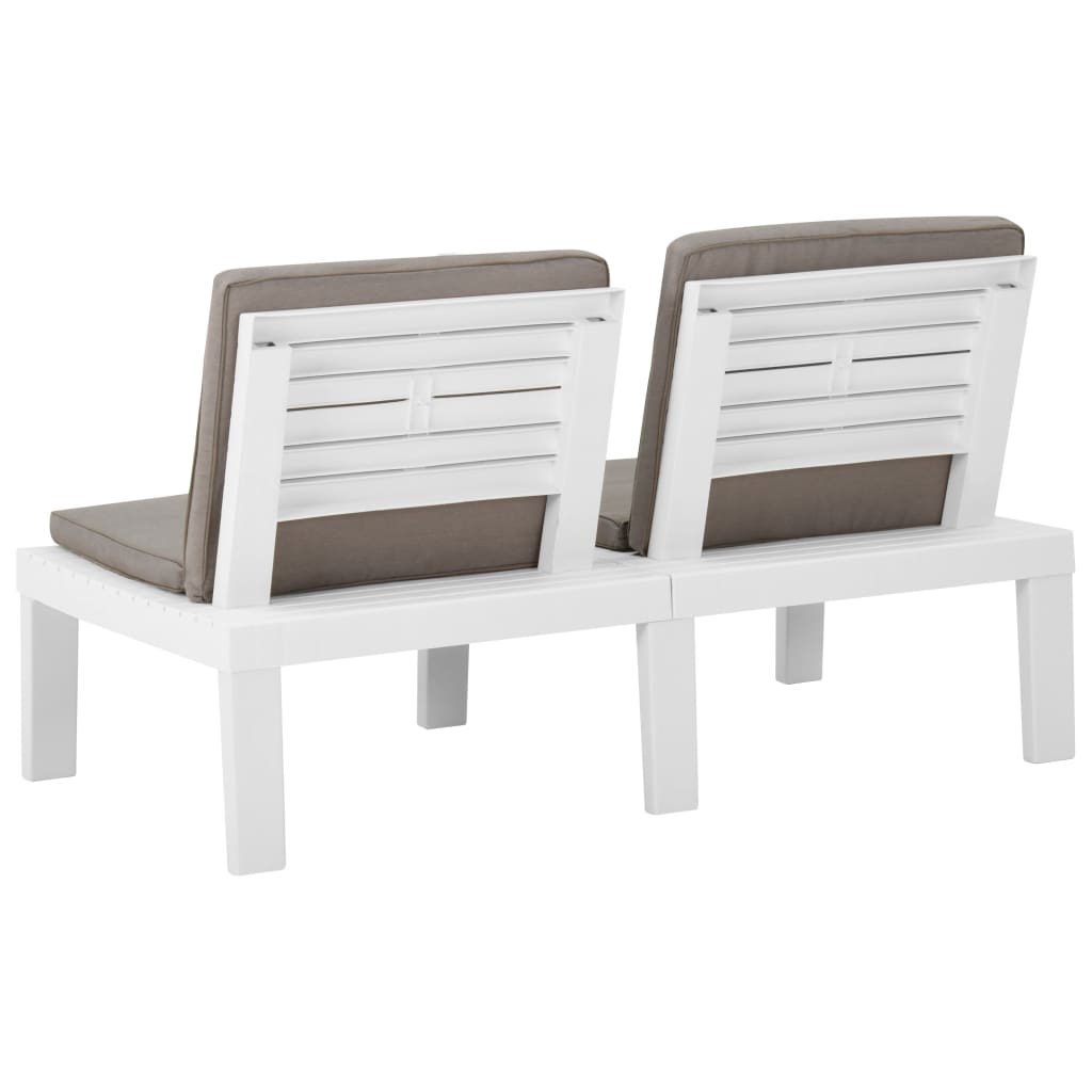 vidaXL Patio Garden Bench Loveseat Outdoor 2-Seater Bench with Cushion Plastic-7