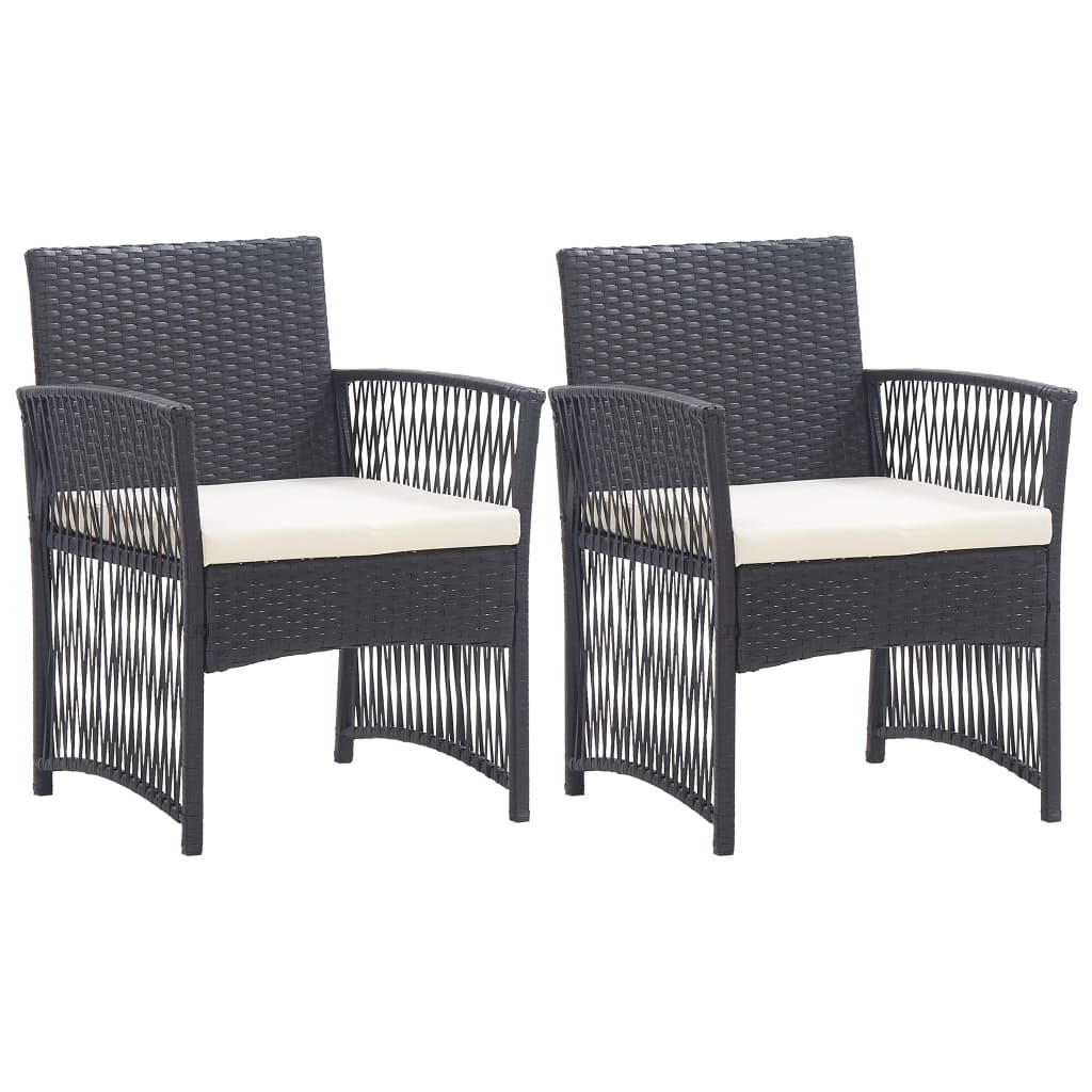 vidaXL Patio Chairs 2 Pcs Outdoor Patio Dining Chair with Cushions Poly Rattan-0