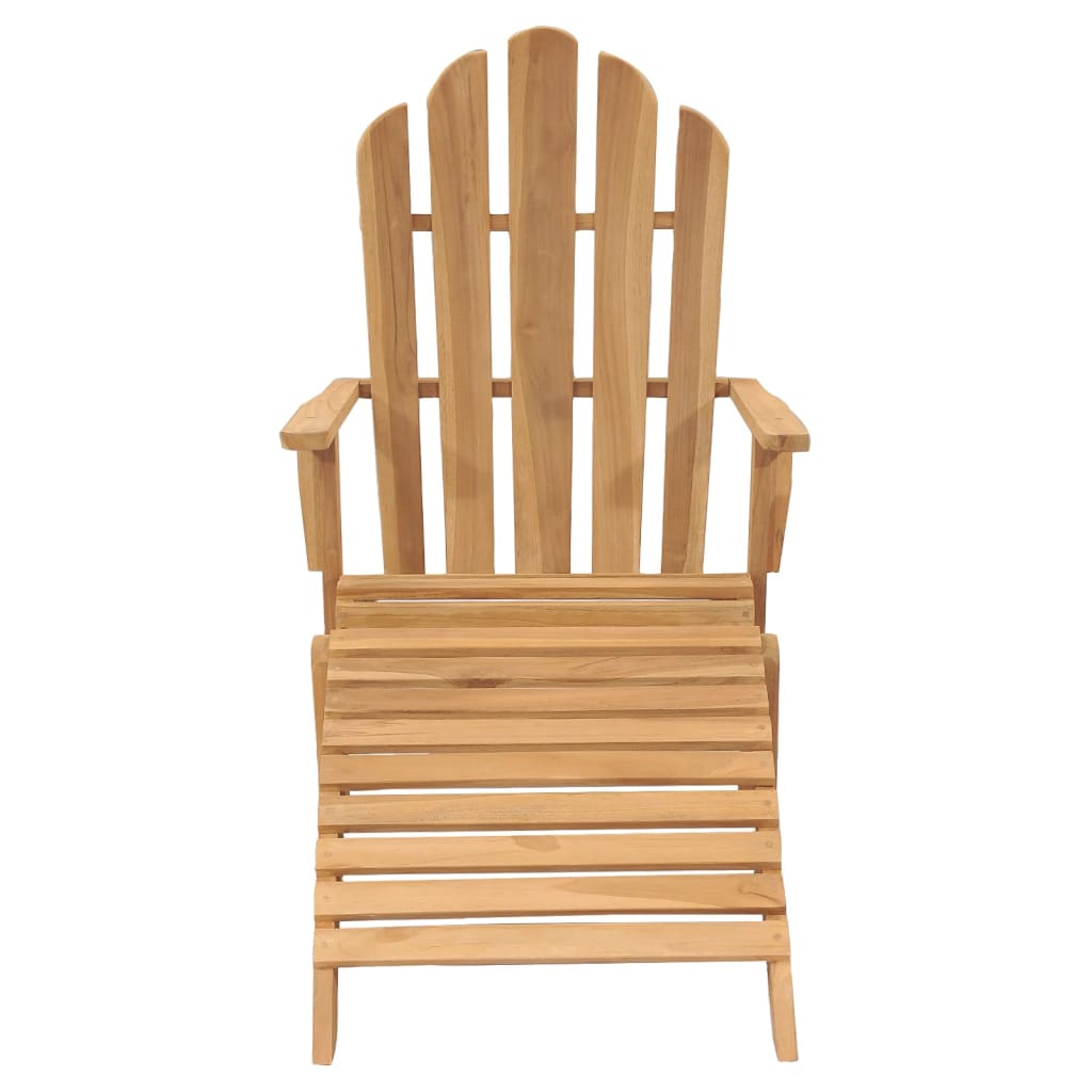 vidaXL Folding Adirondack Chair Patio Lawn Chair with Footrest Solid Wood Teak-3