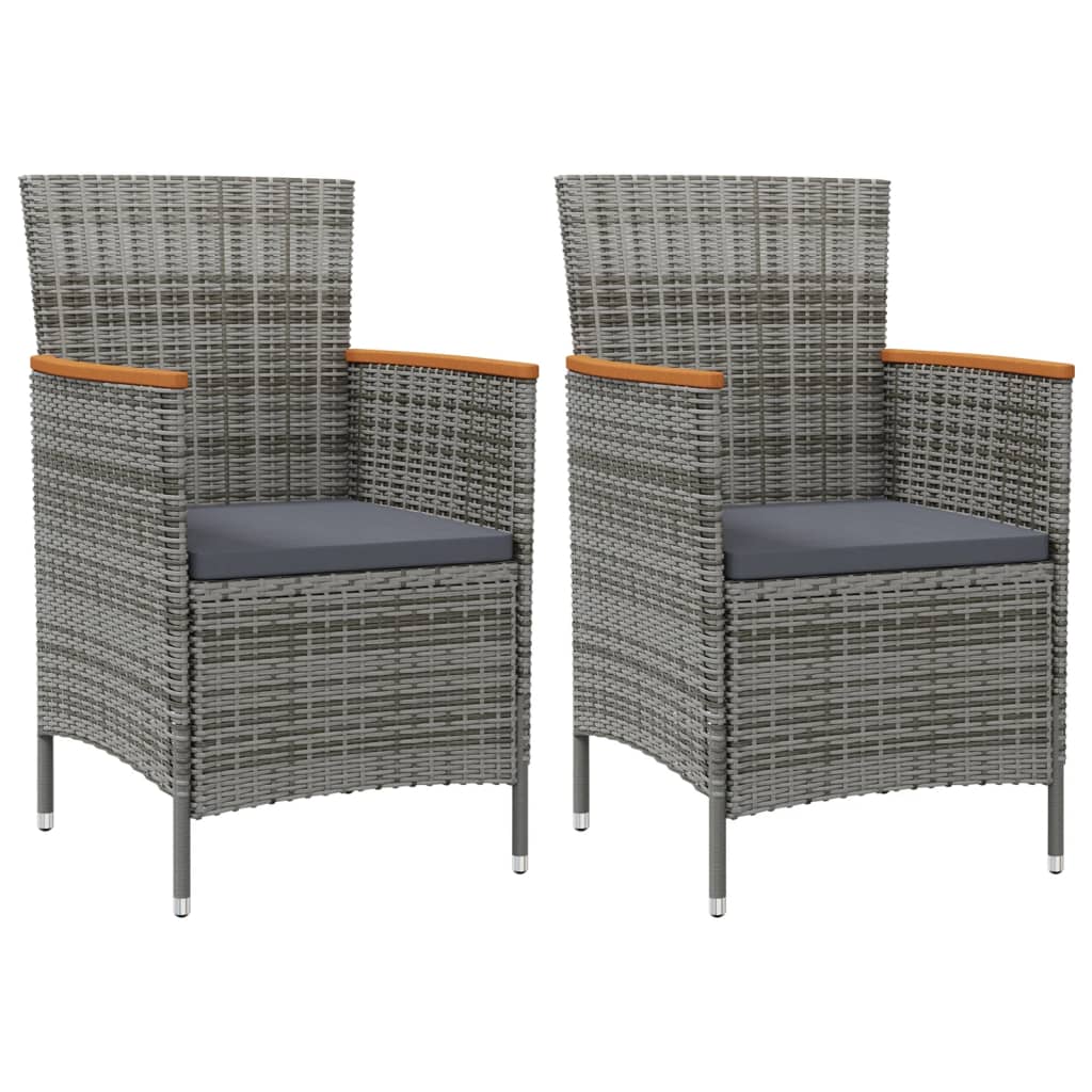 vidaXL Patio Dining Chairs 2 pcs Poly Rattan Gray-0