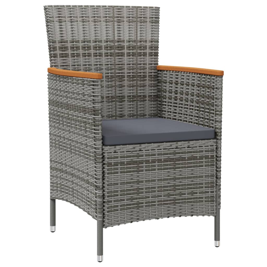 vidaXL Patio Dining Chairs 2 pcs Poly Rattan Gray-6