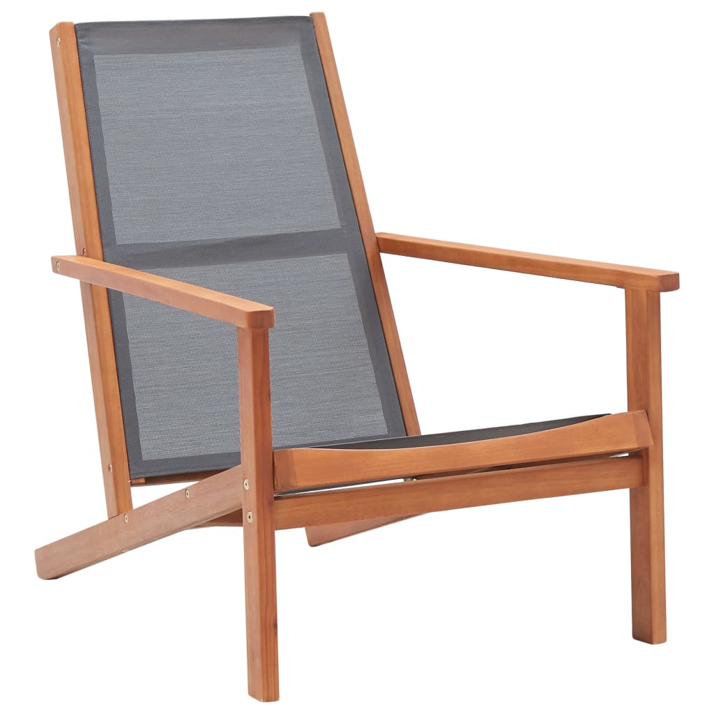 vidaXL Patio Lounge Chair Outdoor Chair Solid Wood Eucalyptus and Textilene-1