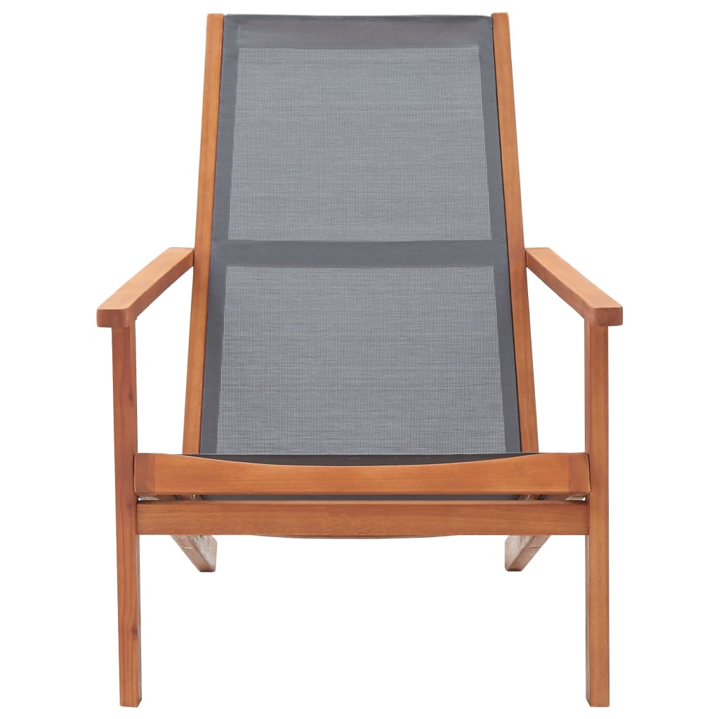 vidaXL Patio Lounge Chair Outdoor Chair Solid Wood Eucalyptus and Textilene-3