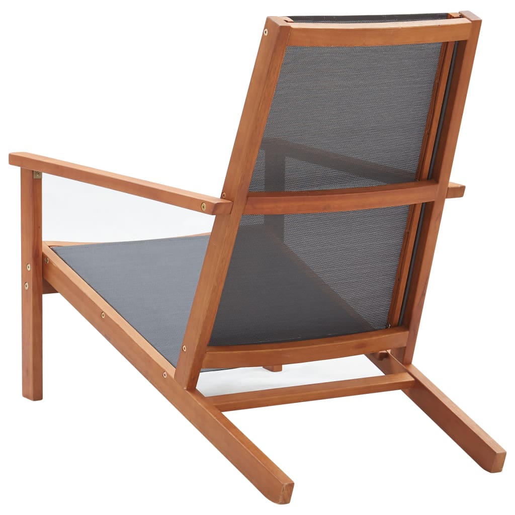 vidaXL Patio Lounge Chair Outdoor Chair Solid Wood Eucalyptus and Textilene-10