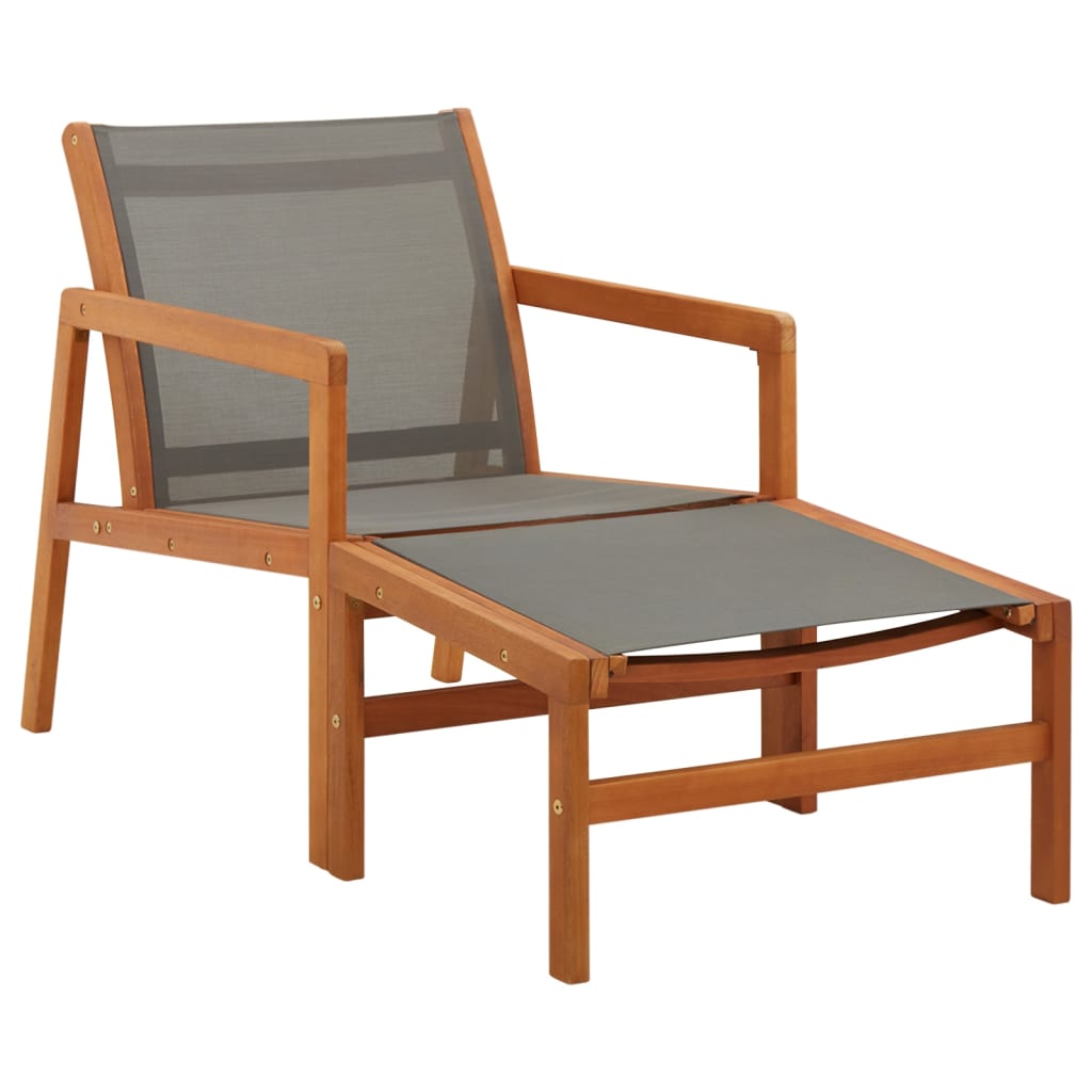 vidaXL Patio Chair Lounge Chair with Footrest Solid Wood Eucalyptus&Textilene-0