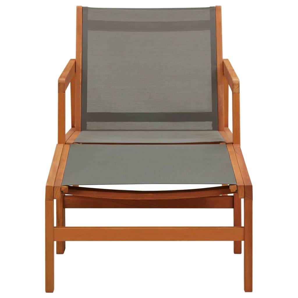 vidaXL Patio Chair Lounge Chair with Footrest Solid Wood Eucalyptus&Textilene-2